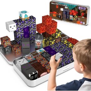 Magnetic Building Blocks Travel Toys, Age 3+ STEM Toy with Portable Tin Compatible with Magnetic Tiles, Ideal for Open Boy Ages 4-8 Holiday Birthday Easter Gifts