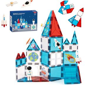 Police Theme Magnetic Tiles (42PCS),STEM Toys with Police Car & Helicopter, Preschool Learning Building Set for Ages 3-8, for Boys Girls(Dog, Traffic Light)