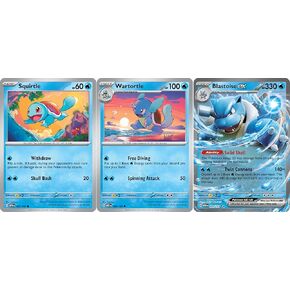 Blastoise ex 009/165 - Pokemon 151 - Double Rare - Evolution 3 Card Lot