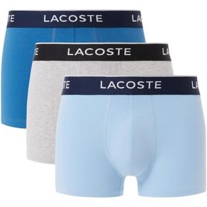 Lacoste mens Iconic Lifestyle 3 Pack Cotton Stretch Trunks, Navy Blue/Silver Chine/Red, X-Small US in Kuwait
