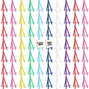 Marspark 40 Pack 6 Inch Tabletop Easels Stand Small Plastic Painting Tripod Canvas Easel Holder 8 Colors Tabletop Artist Triangle Stand for Small Canvases, Crafts, Photo, Business Cards