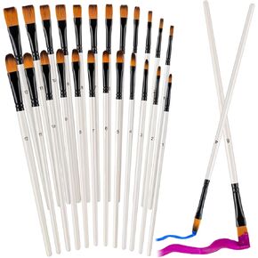 YGAOHF Flat Filbert Paint Brushes Set, 24 Pcs Nylon Paintbrushes for Acrylic Watercolor Oil Gouache, Craft Detail Face Body Painting Artist Kit, Paint by Number Brushes for Kid & Adult White