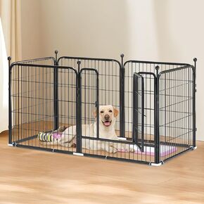 Playpen Dog ، 6 لوحات من السياج الكلب في داخلي تمرين قلم جرو محمول حاوية معدنية ثقيلة في الهواء الطلق قفص قفص كورال للكلاب الصغيرة المتوسطة القطط (كبيرة جدًا)