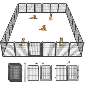 Dog Playpen Outdoor with Low Threshold Full Gate, 40" Height 14 Panels Large Dog Pen Dog Fence Outdoor for Yard, Heavy Duty Pet Playpen Metal Play Pen Portable Dog Fence for RV Camping, Yard