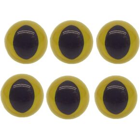 20 Pcs 15mm Plastic Safety Eyes Cat Eyes Premium Half Round Eyes for Doll Teddy Bear DIY Craft Making (Yellow)