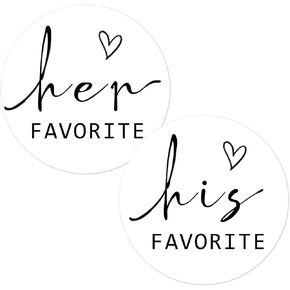 Anwyll His Her Favorite Stickers - 120Pcs 1.6Inch Wedding Stickers for Favor Self Adhesive His Favorites Sticker and Her Favorites Sticker for Bridal Shower Envelope Seal Candy Bag Card(60Pcs/Design)