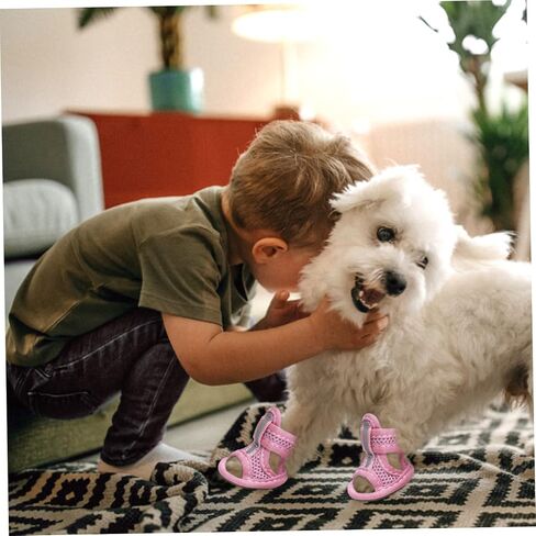 Summer Dog Sandals Breathable Mesh Dog Shoes Puppy Shoes for Hot Pavement Soft Sole Paw Protectors for Small Dogs Pink Size 1, Sandals for Dogs in Kuwait