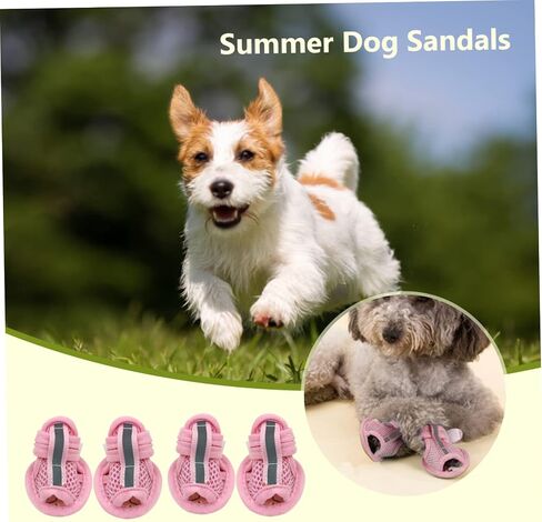 Summer Dog Sandals Breathable Mesh Dog Shoes Puppy Shoes for Hot Pavement Soft Sole Paw Protectors for Small Dogs Pink Size 1, Sandals for Dogs in Kuwait