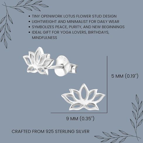 لوتس .925 أقراط من الفضة الاسترليني صغيرة جدًا، ثقب متعدد، للغضاريف، الحلزون، ثقب الأذن الثانية in Kuwait