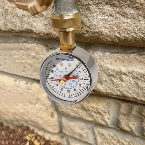 MEASUREMAN 0-200 Psi Water Pressure Test Gauge, 2.5" Dial Size, 3/4" Female Garden Hose Thread, Stainless Steel Case, for Home Potable Water, House Tube in Kuwait