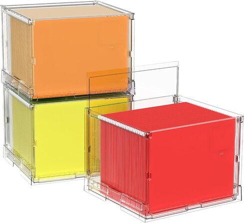 مربع منظم الملفات ، مربعات ملفات شريحة سهلة لتعليق الملفات مع الغطاء ، مربعات تخزين الملفات ، مربع منظم المستندات القابل للطي لحجم الحروف ، بدون مجلدات (1Pack) in Kuwait