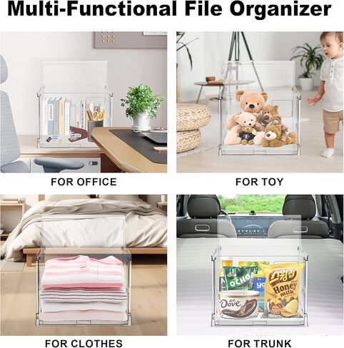 مربع منظم الملفات ، مربعات ملفات شريحة سهلة لتعليق الملفات مع الغطاء ، مربعات تخزين الملفات ، مربع منظم المستندات القابل للطي لحجم الحروف ، بدون مجلدات (1Pack) in Kuwait