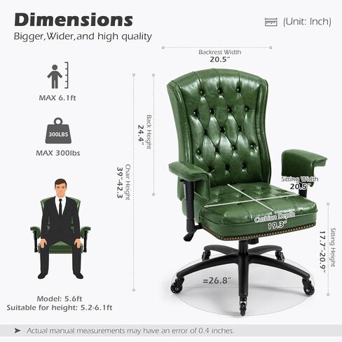 YAMASORO Ergonomic Executive Office Chair with Height-Adjustable, Home Office Desk Chairs PU Leather Swivel Work Chair, Camel in Kuwait