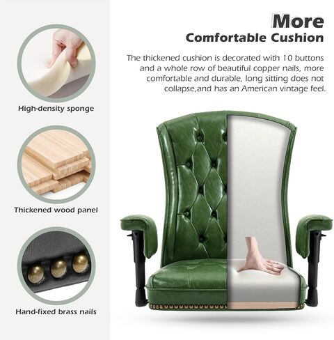 YAMASORO Ergonomic Executive Office Chair with Height-Adjustable, Home Office Desk Chairs PU Leather Swivel Work Chair, Camel in Kuwait