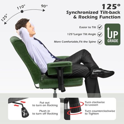 YAMASORO Ergonomic Executive Office Chair with Height-Adjustable, Home Office Desk Chairs PU Leather Swivel Work Chair, Camel in Kuwait