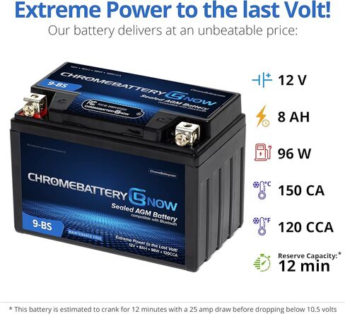 بطارية Chrome الآن YTX20HL-BS، صيانة اتصال لاسلكي بالهواتف الذكية، بطارية بديلة مجانية لمركبات ATV، والدراجات النارية، والسكوتر، وUTV: 12 فولت، 18 أمبير، وطرف صامولة ومسمار (T3) in Saudi Arabia
