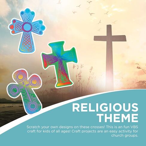 Colored Cross Magic Scratch - 24 Count - Crafts for Kids والأنشطة المنزلية الممتعة in Saudi Arabia