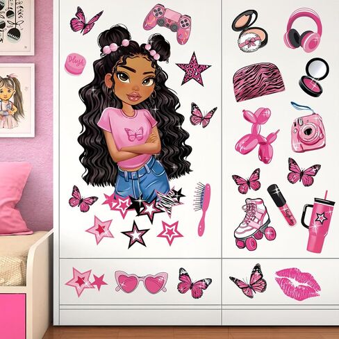decalmile Black Ballerina Girl Inspirational Positive Wall Decals Stickers in Saudi Arabia