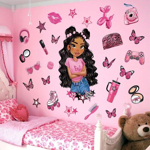 decalmile Black Ballerina Girl Inspirational Positive Wall Decals Stickers in Saudi Arabia