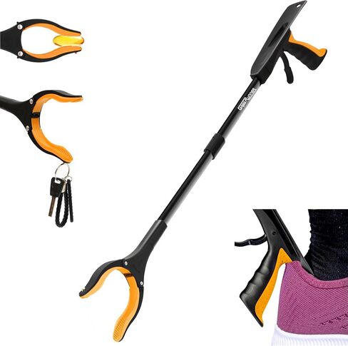 32 inch FDA Registered GrabRunner Folding Reacher Grabber Tool with Strong Magnetic and Swivel Head (Yellow Shoehorn) in Saudi Arabia