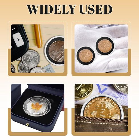 120 Pcs Silver Dollar Coin Holders, Clear Round Coin Case, Round Coin Holder for Collectors, Plastic Coin Case for Rare Coins, Coin Protectors with Adjustable Sponge Gasket(17-40mm)（Black） in Kuwait
