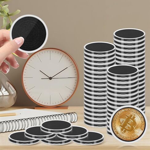 120 Pcs Silver Dollar Coin Holders, Clear Round Coin Case, Round Coin Holder for Collectors, Plastic Coin Case for Rare Coins, Coin Protectors with Adjustable Sponge Gasket(17-40mm)（Black） in Kuwait
