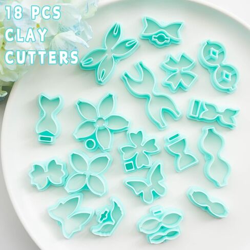 Tainsky Bow Polymer Clay Cutters, Love Knot Polymer Clay Cutters, 18 Shapes Bowknot Clay Cutter for Polymer Clay Jewelry, Ribbon Polymer Clay Earring Cutters (A) in Saudi Arabia