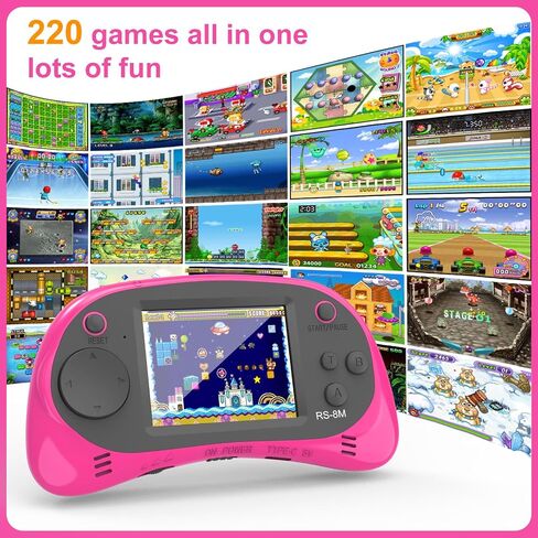 ألعاب الأطفال المحمولة 16 بت ألعاب الفيديو الرجعية مع 220 ألعاب إلكترونية HD - 2.5 '' LCD Portable Travel Games Hompts for Boys Girls Ages 4-12 in Kuwait