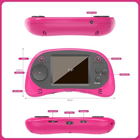 ألعاب الأطفال المحمولة 16 بت ألعاب الفيديو الرجعية مع 220 ألعاب إلكترونية HD - 2.5 '' LCD Portable Travel Games Hompts for Boys Girls Ages 4-12 in Kuwait