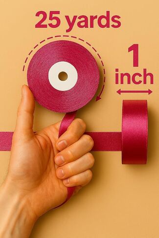 Burgundy Ribbon for Gift Wrapping Satin, 1/4 in, 25 Yards for Crafts, Balloons, Bows, Weddings, Birthday DIY Sewing in Saudi Arabia