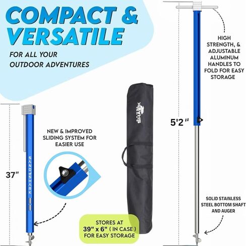 SandShark Ultimate XL 2.0 Boat Anchor. Adjustable Stainless Steel Boat Anchors. Shallow Water Anchor Pole for Beach, Sandbar, w/Case Over 5' Tall in Kuwait