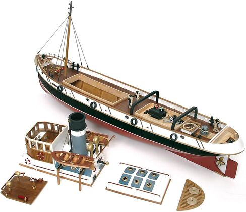 OcCre Ulises Tug Boat 1:30 Scale Wooden Ship Model Construction Kit#61001 Adult Assembly Required (RC Ready-RC System is NOT Included) (Model with Occre Premium Acrylic Paint Set) in Saudi Arabia