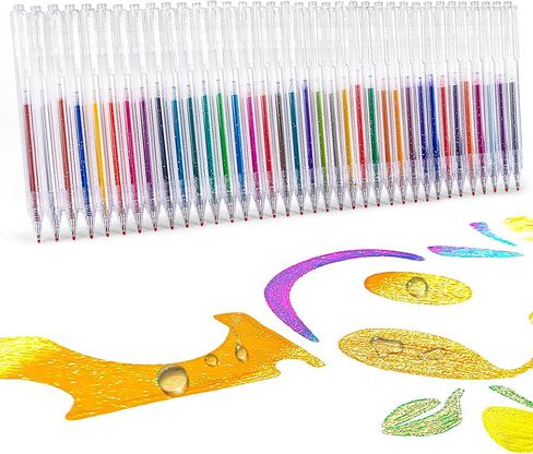 36 Colors Retractable Sparkle Glitter Gel Pens, 1mm Fine Point Refillable Metallic Gel Pens Sets for Kids Adult Coloring, Cards Making, Journaling, Highlighting, Art Projects, Gift for Christmas in Saudi Arabia