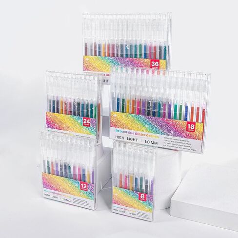 36 Colors Retractable Sparkle Glitter Gel Pens, 1mm Fine Point Refillable Metallic Gel Pens Sets for Kids Adult Coloring, Cards Making, Journaling, Highlighting, Art Projects, Gift for Christmas in Saudi Arabia