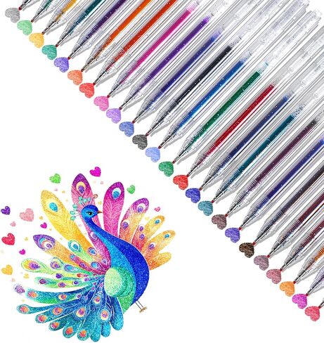 36 Colors Retractable Sparkle Glitter Gel Pens, 1mm Fine Point Refillable Metallic Gel Pens Sets for Kids Adult Coloring, Cards Making, Journaling, Highlighting, Art Projects, Gift for Christmas in Saudi Arabia