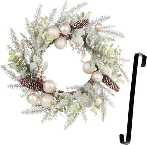 Super Holiday Artificial Christmas Wreath, Front Door Wreaths Decorations for Home, Party, Holiday, Thanksgiving, Xmas Decor - with Wreath Hanger, Green/Red. in Saudi Arabia