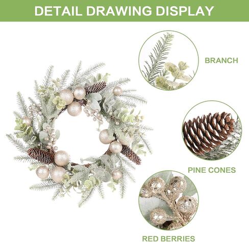 Super Holiday Artificial Christmas Wreath, Front Door Wreaths Decorations for Home, Party, Holiday, Thanksgiving, Xmas Decor - with Wreath Hanger, Green/Red. in Saudi Arabia