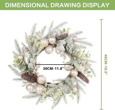 Super Holiday Artificial Christmas Wreath, Front Door Wreaths Decorations for Home, Party, Holiday, Thanksgiving, Xmas Decor - with Wreath Hanger, Green/Red. in Saudi Arabia