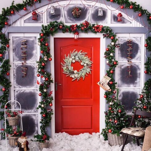 Super Holiday Artificial Christmas Wreath, Front Door Wreaths Decorations for Home, Party, Holiday, Thanksgiving, Xmas Decor - with Wreath Hanger, Green/Red. in Saudi Arabia