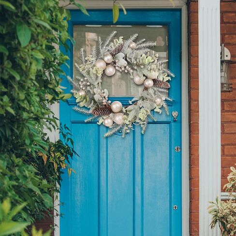Super Holiday Artificial Christmas Wreath, Front Door Wreaths Decorations for Home, Party, Holiday, Thanksgiving, Xmas Decor - with Wreath Hanger, Green/Red. in Saudi Arabia