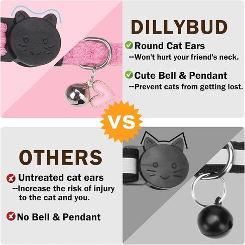 Breakaway Cat Collar with Bell & Bow Tie - 2 Pack Adjustable Safety Kitten Collars (8-12 inch) - Cute Pink Blue Bowtie Collars for Girl Boy Cats Puppies, Waffle Cotton Design in Kuwait