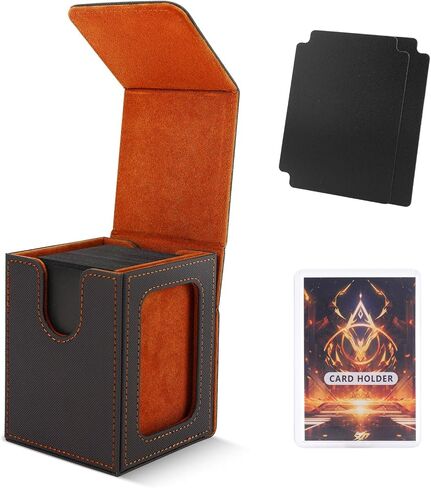 MTG Deck Box for Commander Display,Card Deck Case Fits 100 Double Sleeved Cards, Magic Commander TCG Card Leather Storage Box with 2 Dividers and 1 Toploader (Black/Purple) in Saudi Arabia