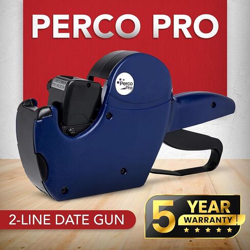 مجموعة ملصقات Perco Pro 2 Line Price Gun - تتضمن مسدس تسعير خطين، و10,500 ملصق أبيض عادي، وحبر محمل مسبقًا in Kuwait