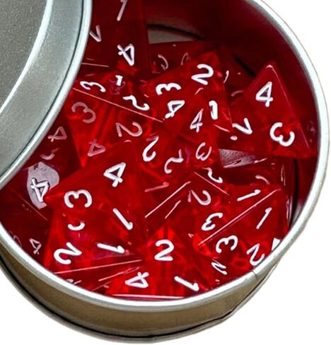 حزمة 25x D4 Die من 4 من جانب مجموعة من الجوانب الزهر أكريليك polyhedral dice مجموعة الزهر متعدد الأزهار للعبة دور الأزهار ، الأحمر ، الأحمر in Kuwait