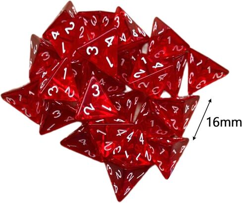 حزمة 25x D4 Die من 4 من جانب مجموعة من الجوانب الزهر أكريليك polyhedral dice مجموعة الزهر متعدد الأزهار للعبة دور الأزهار ، الأحمر ، الأحمر in Kuwait