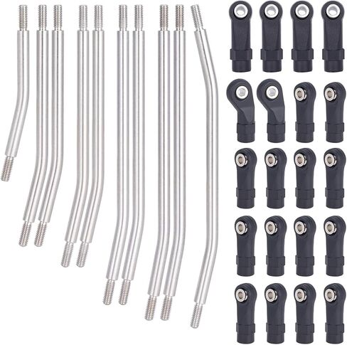 scx10 Links,10Pcs Stainless Steel Links Rod Set with Ball End 313/324mm Wheelbase for 1/10 RC Crawler Car Axial SCX10 TRX4 Upgrade Parts (313mm) in Saudi Arabia