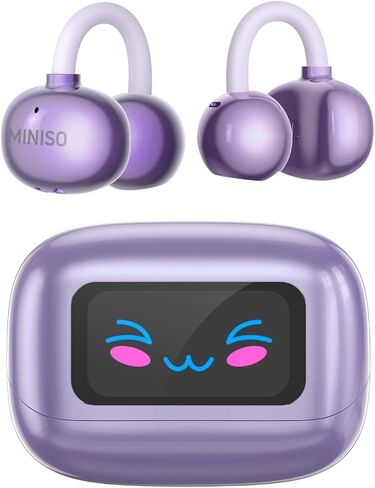 MINISO AI Translation Earbuds Real Time with 150 Languages, 3-in-1 Language Translator Earbuds with LCD Touchscreen, Bluetooth 6.0, APP Control, Fit iOS & Android, HD Sound, Ideal for Travel Business in Saudi Arabia