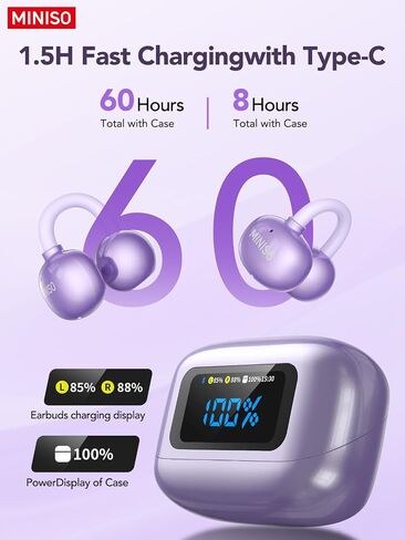 MINISO AI Translation Earbuds Real Time with 150 Languages, 3-in-1 Language Translator Earbuds with LCD Touchscreen, Bluetooth 6.0, APP Control, Fit iOS & Android, HD Sound, Ideal for Travel Business in Saudi Arabia