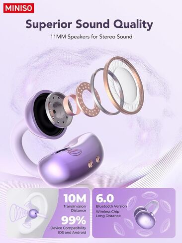 MINISO AI Translation Earbuds Real Time with 150 Languages, 3-in-1 Language Translator Earbuds with LCD Touchscreen, Bluetooth 6.0, APP Control, Fit iOS & Android, HD Sound, Ideal for Travel Business in Saudi Arabia