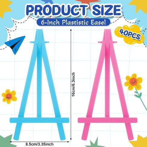 Marspark 40 Pack 6 Inch Tabletop Easels Stand Small Plastic Painting Tripod Canvas Easel Holder 8 Colors Tabletop Artist Triangle Stand for Small Canvases, Crafts, Photo, Business Cards in Saudi Arabia